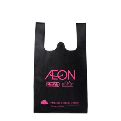 Camiseta PP chaleco no tejido bolsas de compras con logotipo impreso personalizado